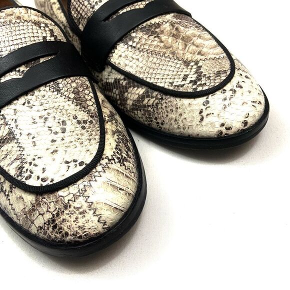 Snake Print Loafers - Black and Cream - Picture 5 of 13